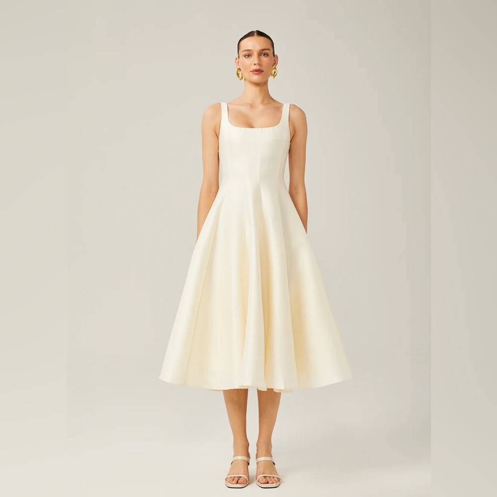 BRAND NEW with tags! Beautiful Satin Dress, White/Eggshell - Picture 2 of 7